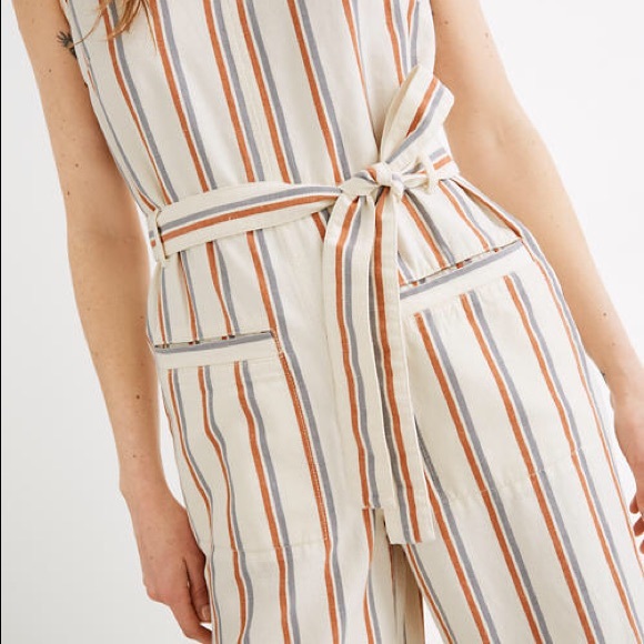 Madewell Cream Stripe Pull On Jumpsuit - Picture 3 of 12